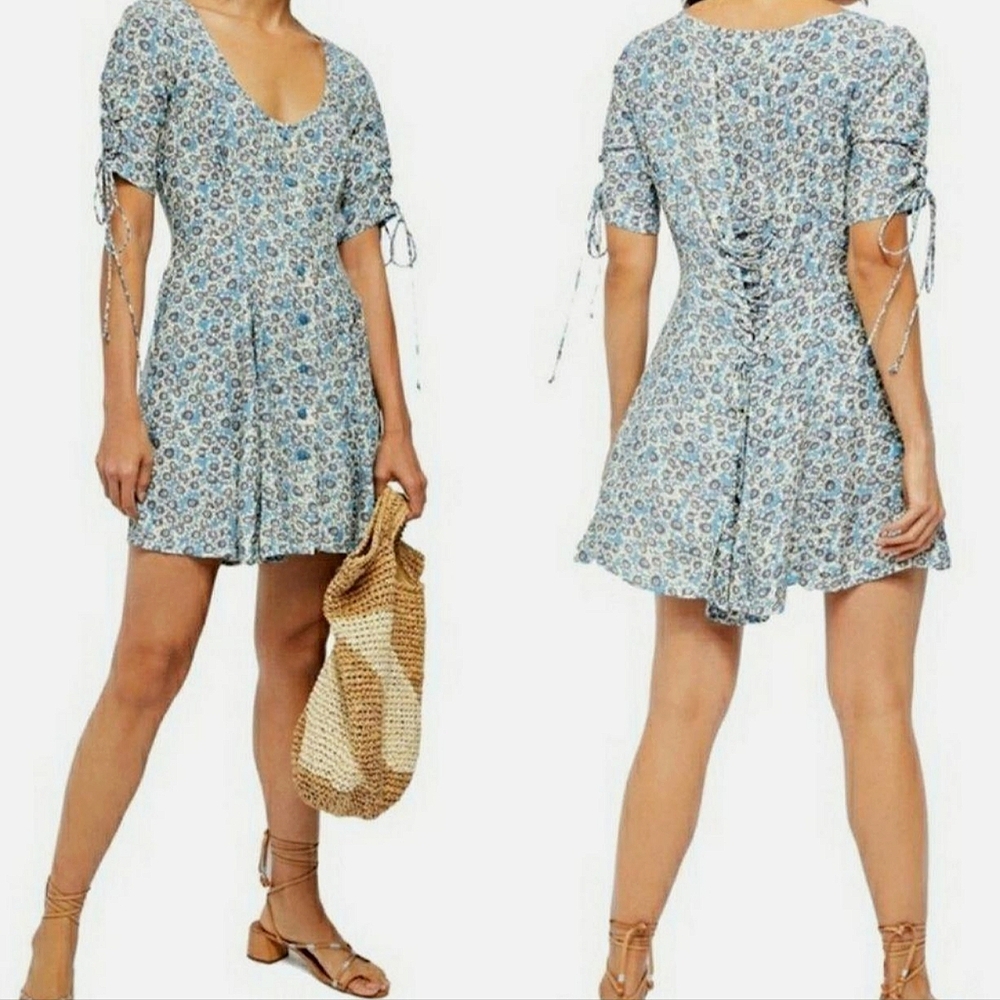 Free People Button+ Lace Up Mini Dress Size small